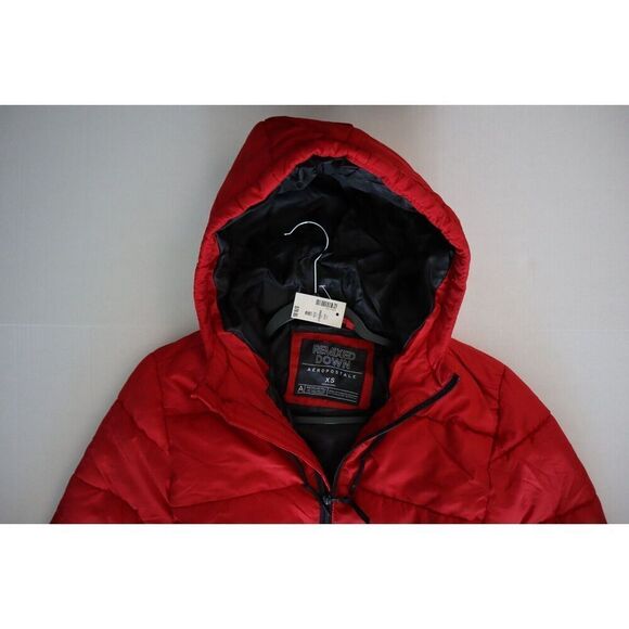 Aéropostale 2123-615 Women's Sz XS Red Remixed Down Quilted Hooded Puffer Jacket - Picture 3 of 7